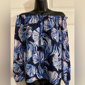 Lilly Pulitzer fish print off shoulder top size small